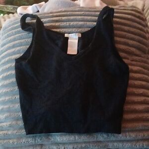 Black Ribbed Women's Top